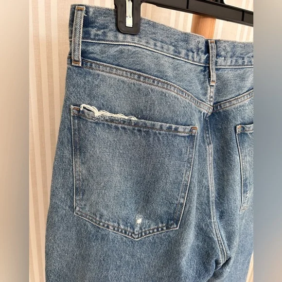 Agolde Riley High Rise Crop Denim Women’s Size 29 Frayed Hem NWOT - Picture 10 of 11
